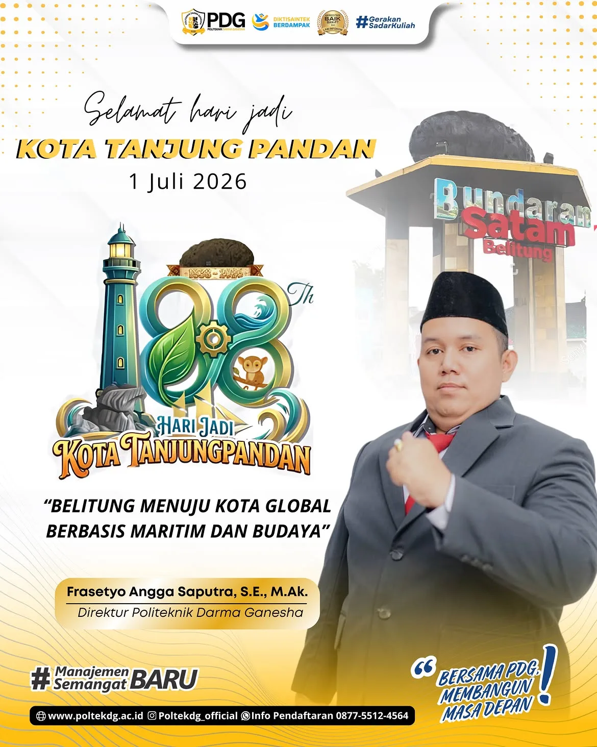 Politeknik Darma Ganesha Mengucapkan Selamat Hari Jadi ke-188 Kota Tanjung Pandan